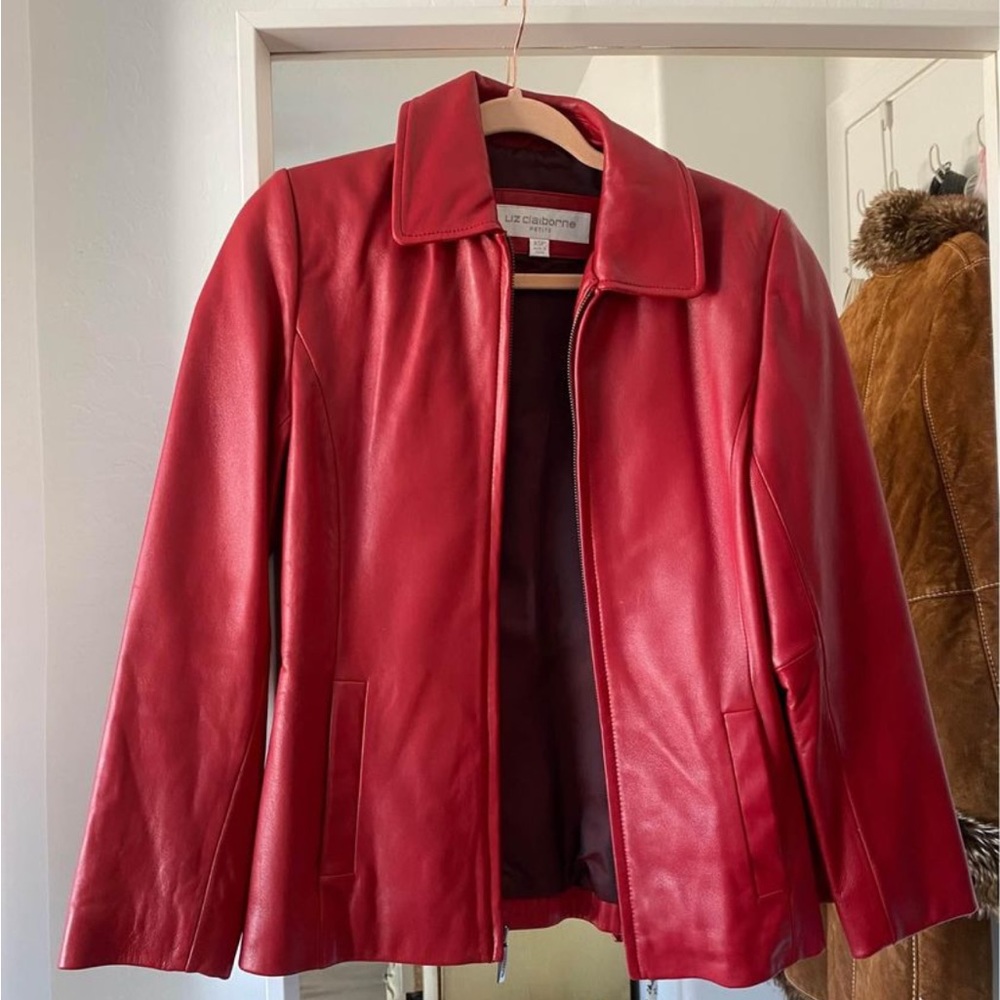Red leather jacket
